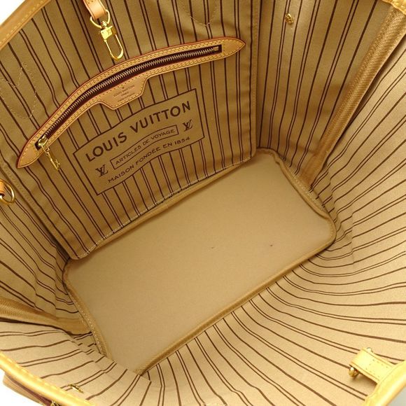 Louis Vuitton Monogram Neverfull MM Beige Tote Bag - Picture 5 of 6